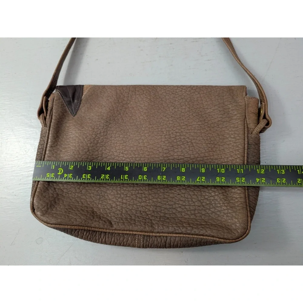 Vintage Brown‎ Purse Leather Bag Patchwork Stitched Retro 90s Size 23